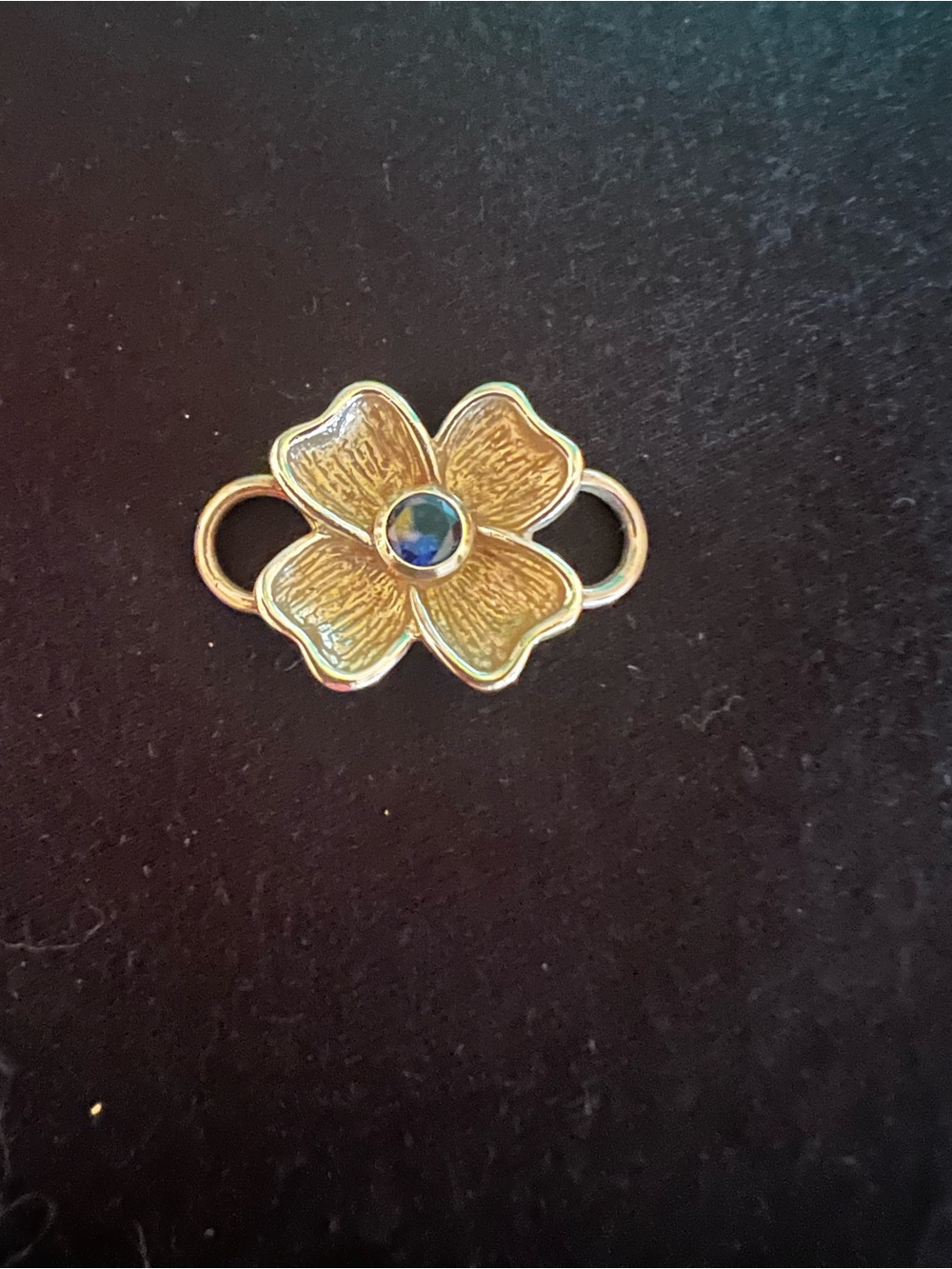 LeStage Sterling Silver Dogwood Birthstone Clasp Blue Center